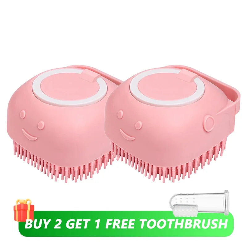 Pet Grooming Tool: Soft Silicone Bathing Brush with Shampoo Dispenser for Dogs and Cats