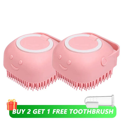 Pet Grooming Tool: Soft Silicone Bathing Brush with Shampoo Dispenser for Dogs and Cats