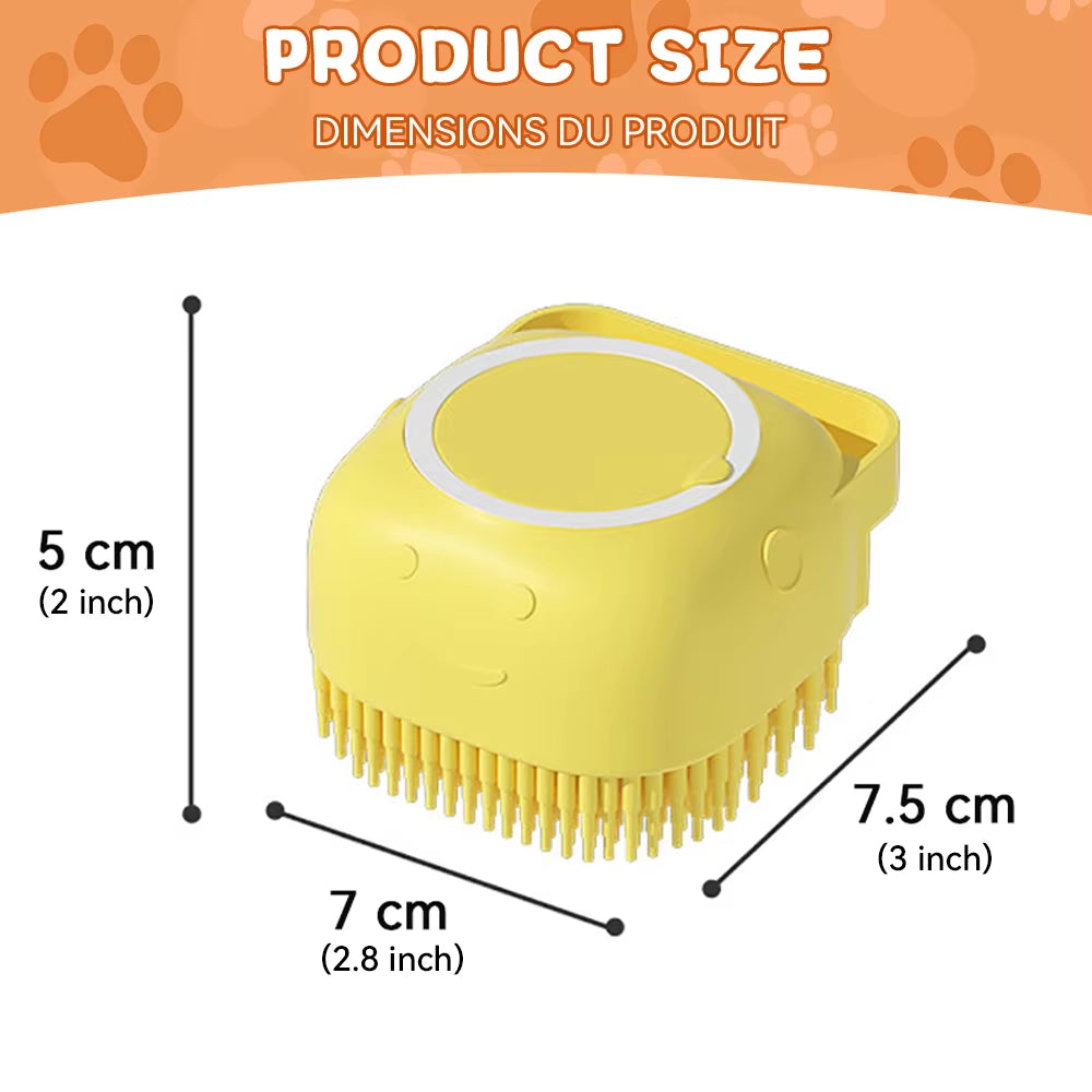 Pet Grooming Tool: Soft Silicone Bathing Brush with Shampoo Dispenser for Dogs and Cats