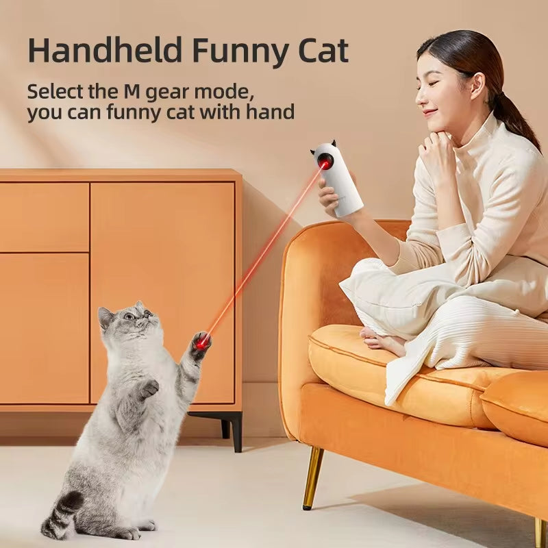 Interactive Automatic Cat Toy with LED Laser - Handheld Electronic Teaser for Indoor Pets