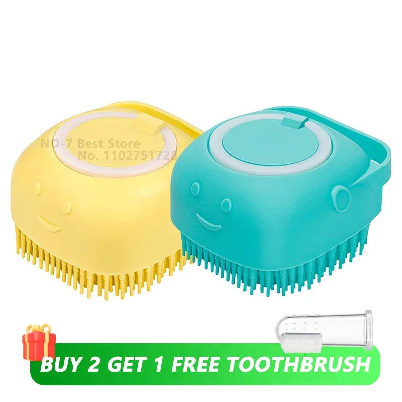 Pet Grooming Tool: Soft Silicone Bathing Brush with Shampoo Dispenser for Dogs and Cats
