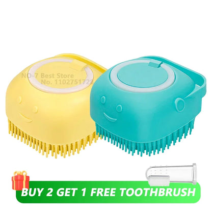 Pet Grooming Tool: Soft Silicone Bathing Brush with Shampoo Dispenser for Dogs and Cats