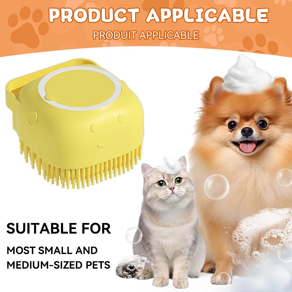 Pet Grooming Tool: Soft Silicone Bathing Brush with Shampoo Dispenser for Dogs and Cats