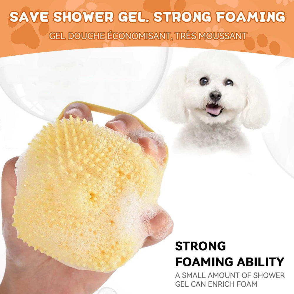 Pet Grooming Tool: Soft Silicone Bathing Brush with Shampoo Dispenser for Dogs and Cats