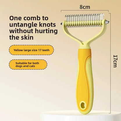Premium Double-Sided Stainless Steel Pet Comb for Dogs and Cats - Detangling and Grooming Tool for Efficient Hair Removal