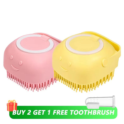 Pet Grooming Tool: Soft Silicone Bathing Brush with Shampoo Dispenser for Dogs and Cats