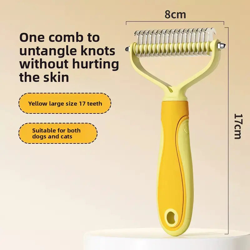 Premium Double-Sided Stainless Steel Pet Comb for Dogs and Cats - Detangling and Grooming Tool for Efficient Hair Removal
