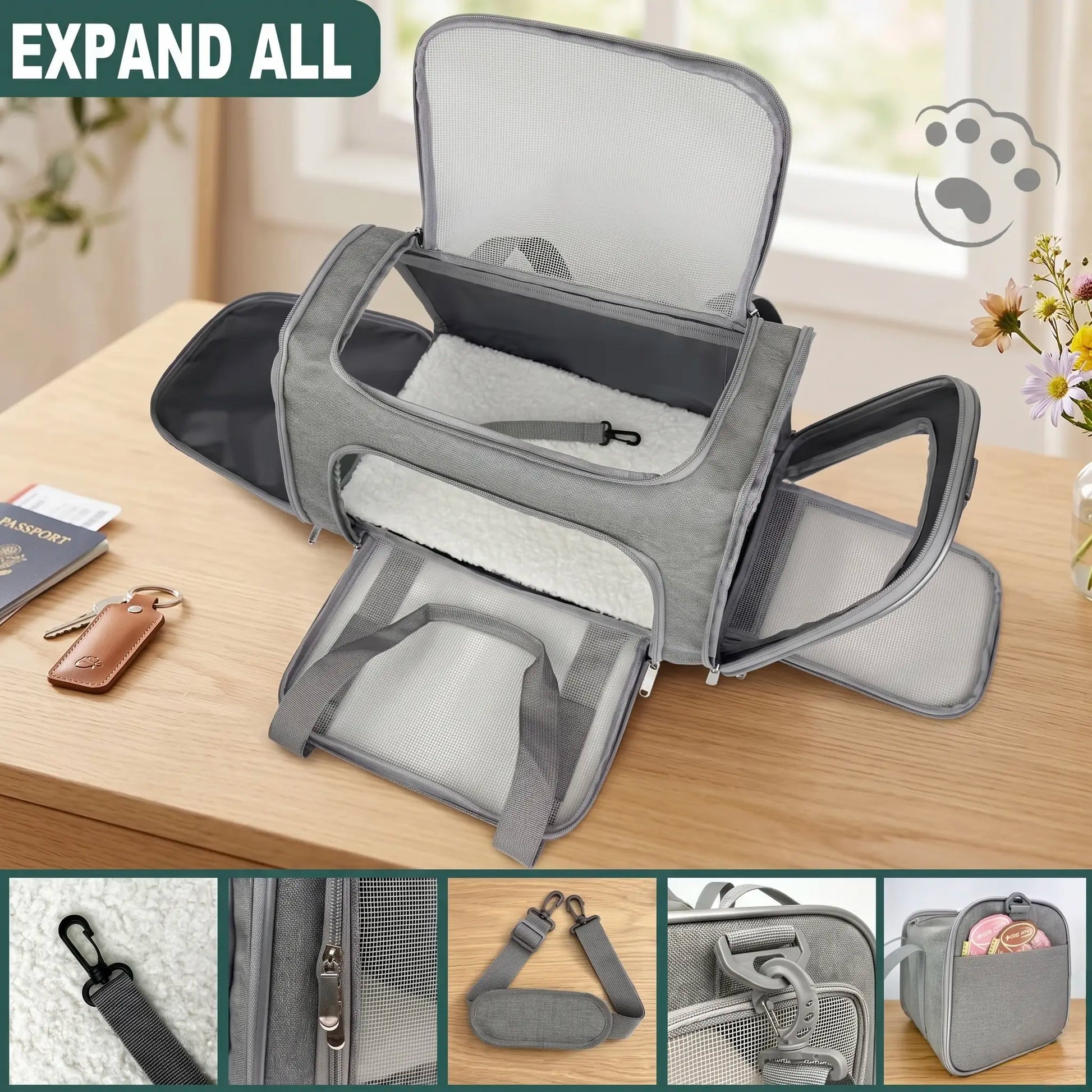 Premium Portable Pet Carrier for Large Cats and Small Dogs - Airline-Approved Soft Travel Case with Breathable Mesh, Foldable Design for Outdoor, Car, and Airplane Use