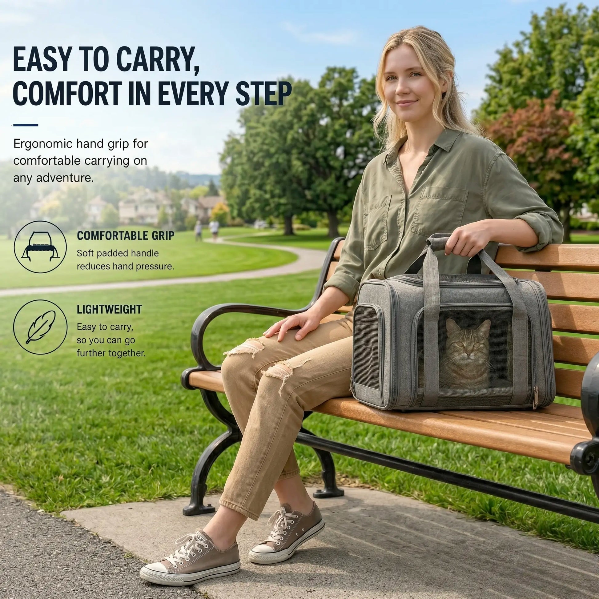 Premium Portable Pet Carrier for Large Cats and Small Dogs - Airline-Approved Soft Travel Case with Breathable Mesh, Foldable Design for Outdoor, Car, and Airplane Use