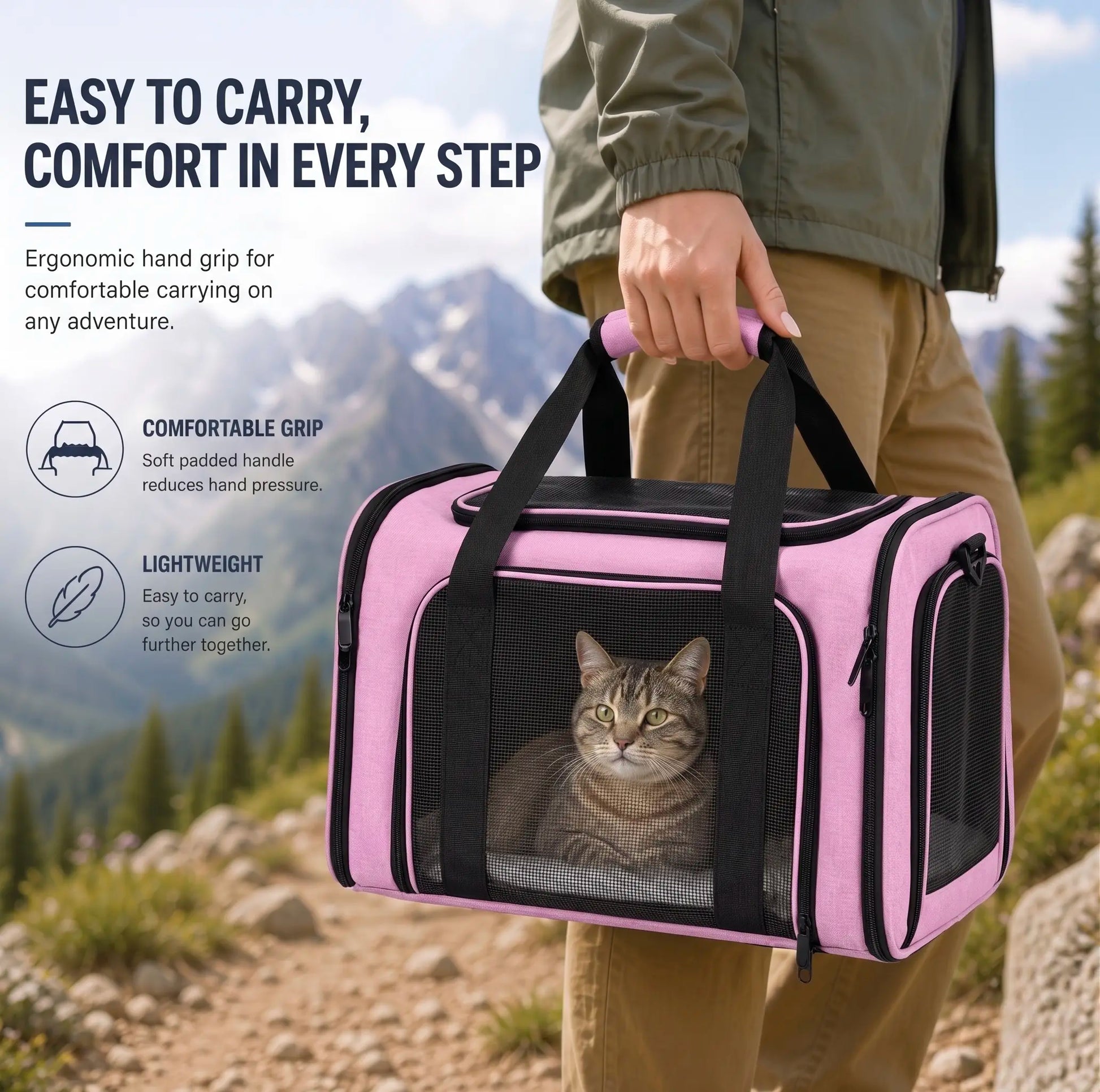 Premium Portable Pet Carrier for Large Cats and Small Dogs - Airline-Approved Soft Travel Case with Breathable Mesh, Foldable Design for Outdoor, Car, and Airplane Use