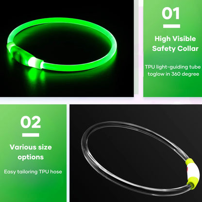 USB Rechargeable LED Dog Collar with Luminous Anti-Lost Feature