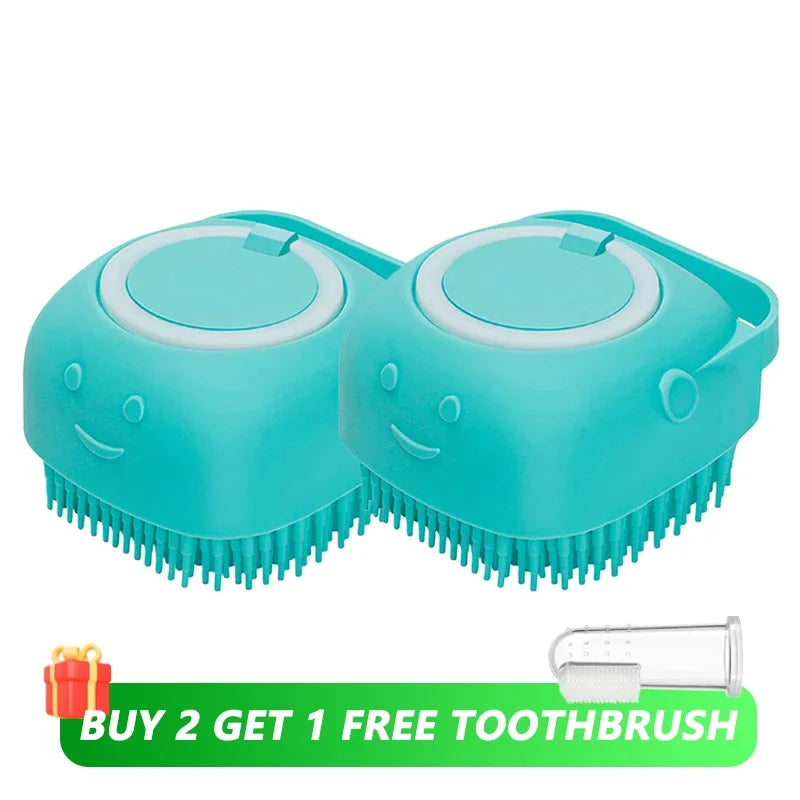 Pet Grooming Tool: Soft Silicone Bathing Brush with Shampoo Dispenser for Dogs and Cats