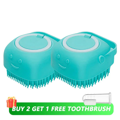 Pet Grooming Tool: Soft Silicone Bathing Brush with Shampoo Dispenser for Dogs and Cats