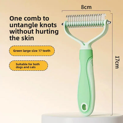 Premium Double-Sided Stainless Steel Pet Comb for Dogs and Cats - Detangling and Grooming Tool for Efficient Hair Removal